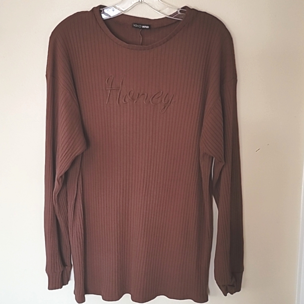 Fashion Nova Long Sleeve Ribbed Top Size L